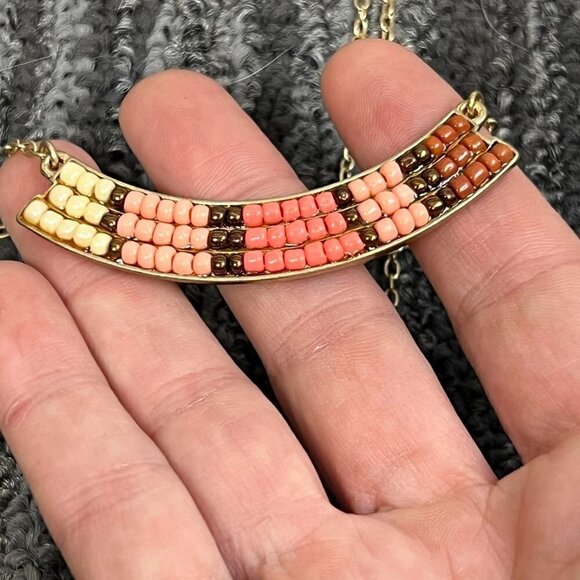 Ballet Two-Layer Gold Tone Necklace Spikes & Beaded Layers NWT $60 - Picture 5 of 7